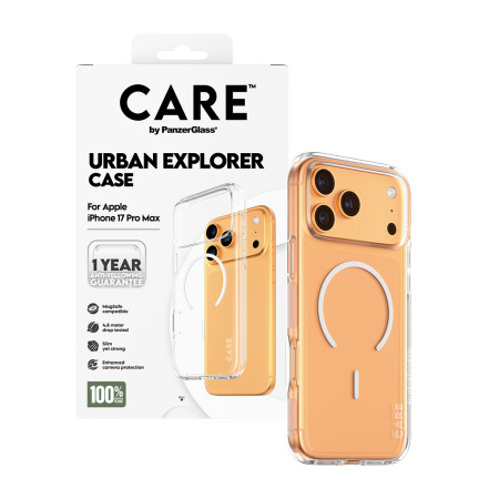 PanzerGlass CARE by Flagship Case Permatomas Urban Explorer su White MagSafe iPhone 17 Pro Max