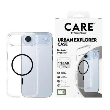 PanzerGlass CARE by Flagship Case Juodas Urban Explorer su Black MagSafe iPhone Air