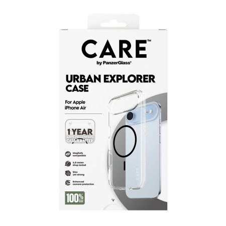 PanzerGlass CARE by Flagship Case Juodas Urban Explorer su Black MagSafe iPhone Air