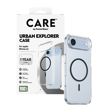 PanzerGlass CARE by Flagship Case Juodas Urban Explorer su Black MagSafe iPhone Air