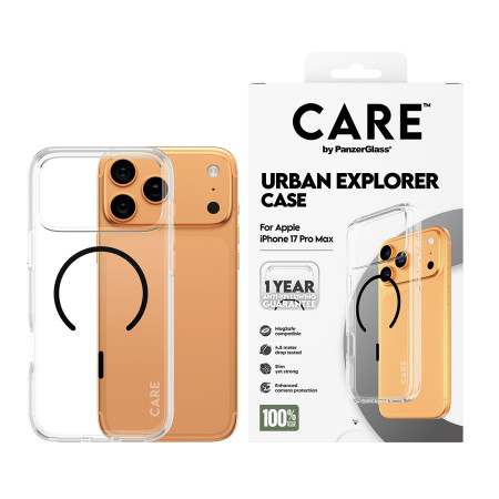 PanzerGlass CARE by Flagship Case Juodas Urban Explorer su Black MagSafe iPhone 17 Pro Max