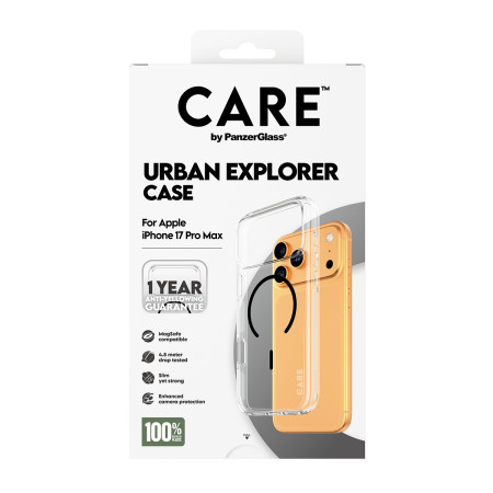 PanzerGlass CARE by Flagship Case Juodas Urban Explorer su Black MagSafe iPhone 17 Pro Max