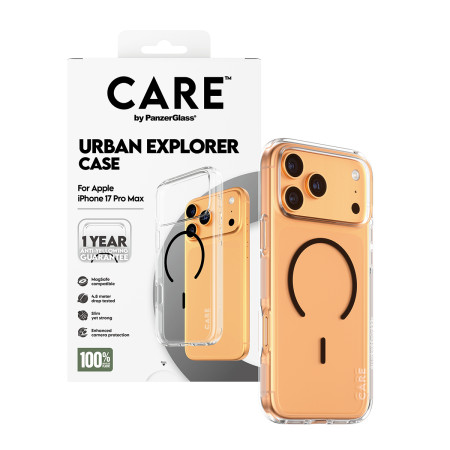 PanzerGlass CARE by Flagship Case Juodas Urban Explorer su Black MagSafe iPhone 17 Pro Max