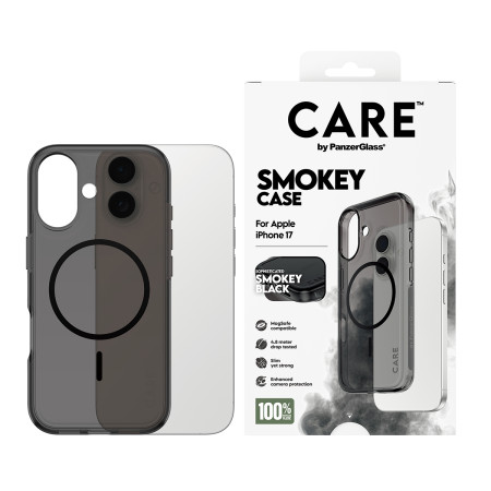 PanzerGlass CARE by Flagship Case Juodas Urban Explorer Smokey su Black MagSafe iPhone 17