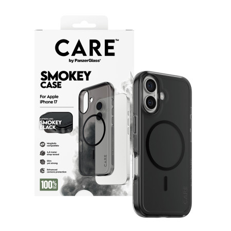 PanzerGlass CARE by Flagship Case Juodas Urban Explorer Smokey su Black MagSafe iPhone 17