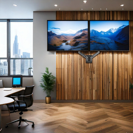 Maclean MC-988 Sieninis laikiklis dviem monitoriams, 17-32'', maks. 9 kg, mechaninė spyruoklė