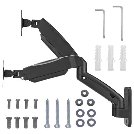 Maclean MC-988 Sieninis laikiklis dviem monitoriams, 17-32'', maks. 9 kg, mechaninė spyruoklė
