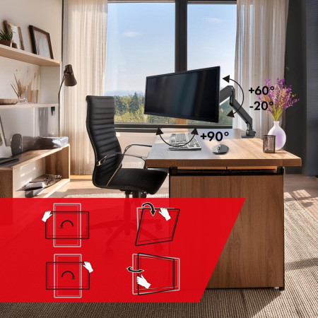 Maclean MC-968 Dvigubas monitoriaus laikiklis su dujine spyruokle 17-57 colių