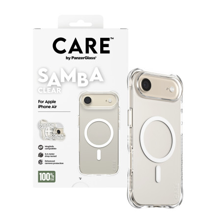 PanzerGlass CARE by ® Madingas dėklas Samba Permatomas su White MagSafe iPhone Air