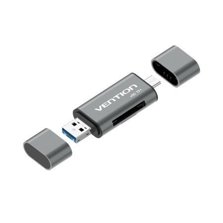 Vention CCHH0 kortelių skaitytuvas USB Type-A/USB Type-C/Micro-USB Pilka