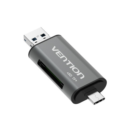 Vention CCHH0 kortelių skaitytuvas USB Type-A/USB Type-C/Micro-USB Pilka