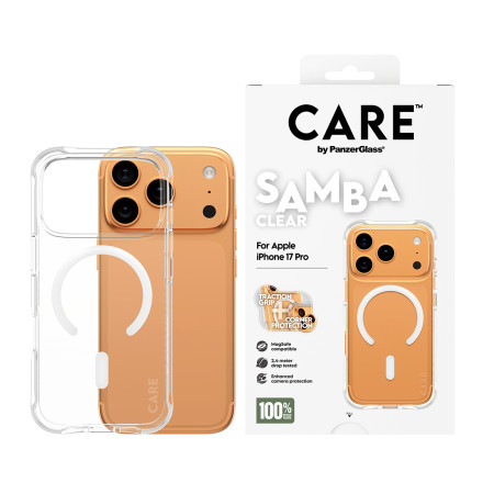 PanzerGlass CARE by ® Madingas dėklas Samba Permatomas su White MagSafe iPhone 17 Pro
