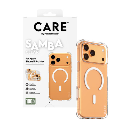 PanzerGlass CARE by ® Madingas dėklas Samba Permatomas su White MagSafe iPhone 17 Pro Max