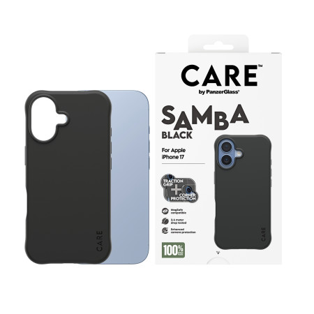 PanzerGlass CARE by Fashionable Case Samba Black su MagSafe iPhone 17 dėklas Juodas