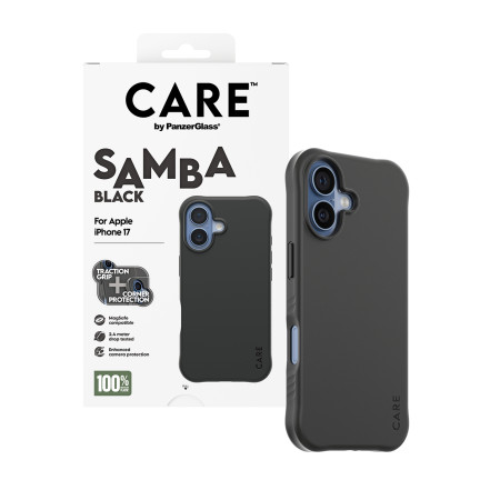 PanzerGlass CARE by Fashionable Case Samba Black su MagSafe iPhone 17 dėklas Juodas