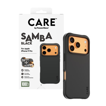 PanzerGlass CARE by Fashionable Case Samba Black su MagSafe iPhone 17 Pro dėklas Juodas