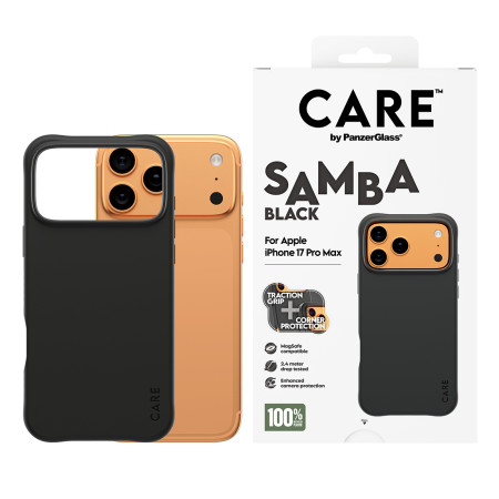 PanzerGlass CARE by Fashionable Case Samba Black su MagSafe iPhone 17 Pro Max dėklas Juodas