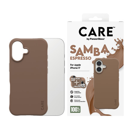 PanzerGlass CARE by Fashionable Case Samba Espresso su MagSafe iPhone 17 dėklas Rudas