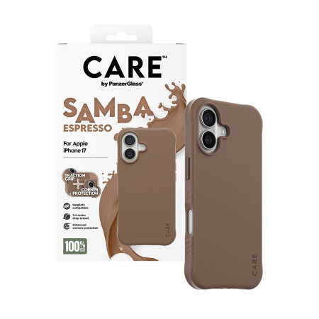 PanzerGlass CARE by Fashionable Case Samba Espresso su MagSafe iPhone 17 dėklas Rudas