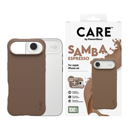 PanzerGlass CARE by Fashionable Case Samba Espresso su MagSafe iPhone Air dėklas Rudas