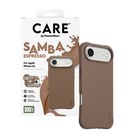 PanzerGlass CARE by Fashionable Case Samba Espresso su MagSafe iPhone Air dėklas Rudas