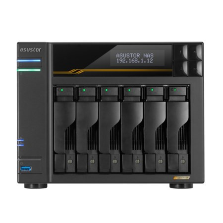 Asustor LOCKERSTOR 6 Gen3 (AS6806T) NAS Desktopas su AMD Ryzen V3C14, 16 GB DDR5, juodas
