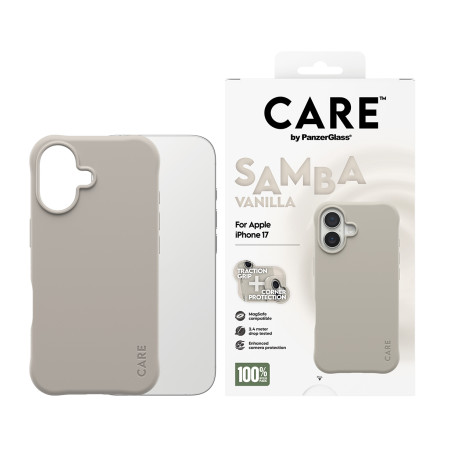 PanzerGlass CARE by Fashionable Case Samba Vanilla su MagSafe iPhone 17 mobiliojo telefono dėklas
