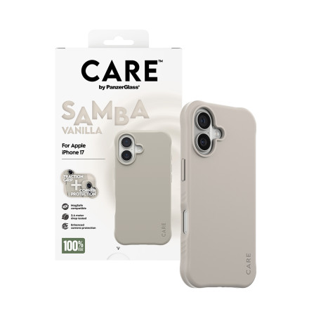 PanzerGlass CARE by Fashionable Case Samba Vanilla su MagSafe iPhone 17 mobiliojo telefono dėklas