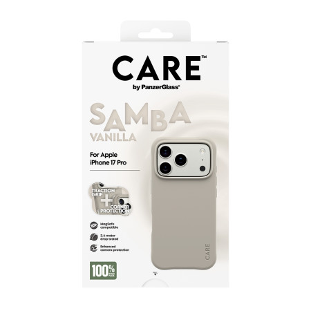 PanzerGlass CARE by Fashionable Case Samba Vanilla su MagSafe iPhone 17 Pro mobiliojo telefono dėklas