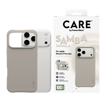 PanzerGlass CARE by Fashionable Case Samba Vanilla su MagSafe iPhone 17 Pro Max mobiliojo telefono dėklas