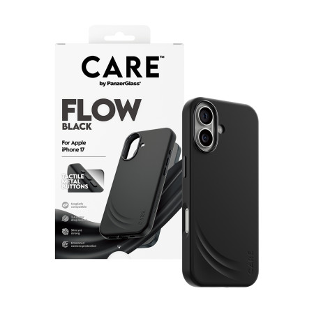 PanzerGlass CARE by Feature FLOW Case Juodas su MagSafe iPhone 17 dėklas
