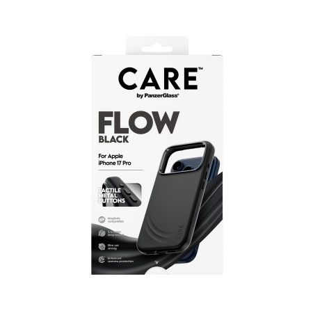 PanzerGlass CARE by Feature FLOW Case Juodas su MagSafe iPhone 17 Pro dėklas