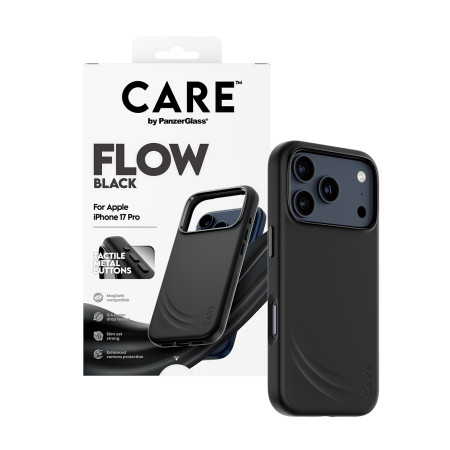 PanzerGlass CARE by Feature FLOW Case Juodas su MagSafe iPhone 17 Pro dėklas