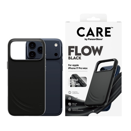 PanzerGlass CARE by Feature FLOW Case Juodas su MagSafe iPhone 17 Pro Max dėklas
