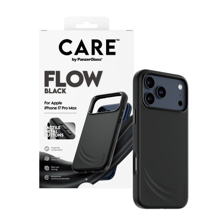 PanzerGlass CARE by Feature FLOW Case Juodas su MagSafe iPhone 17 Pro Max dėklas