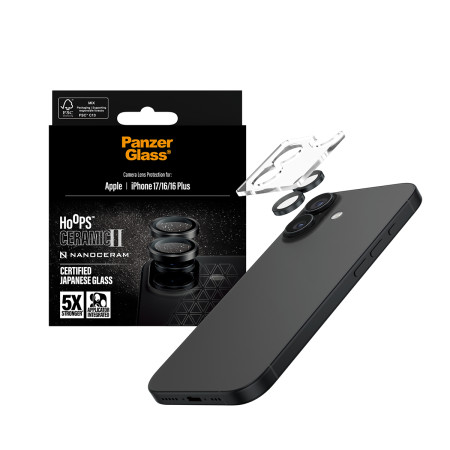PanzerGlass Hoops® Ceramic II Kamera objektyvo apsauga iPhone 17 | iPhone 16 | 16 Plus