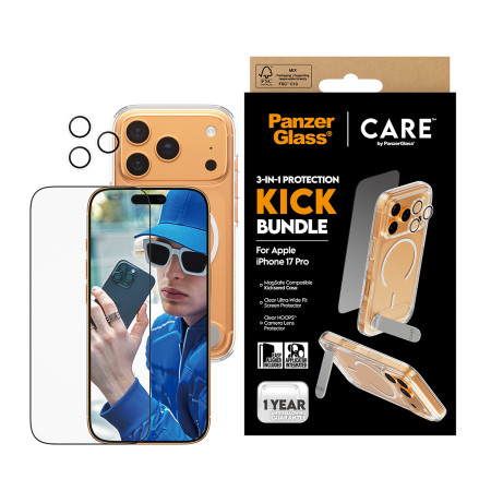 PanzerGlass ® | CARE 3-in-1 Feature Kick Bundle iPhone 17 Pro