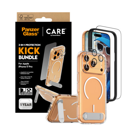 PanzerGlass ® | CARE 3-in-1 Feature Kick Bundle iPhone 17 Pro