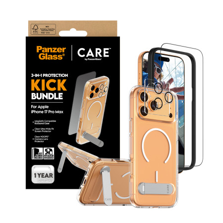 PanzerGlass ® | CARE 3-in-1 Feature Kick Bundle iPhone 17 Pro Max