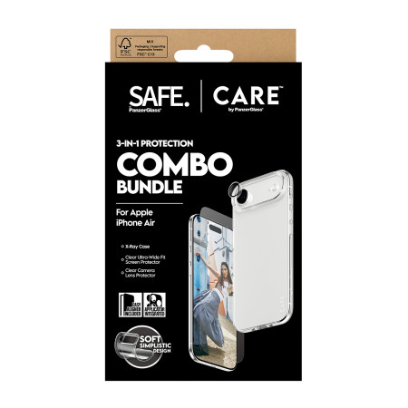 PanzerGlass SAFE CARE 3-in-1 Madingas Combo Rinkinys iPhone Air Skaidri ekrano apsauga