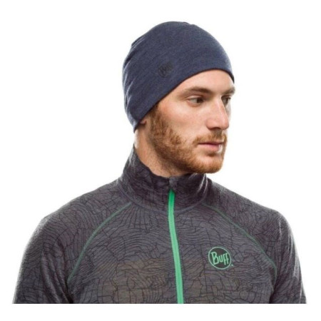 Buff Merino Vidutinio Svorio Kepurė Melange Nakties Mėlyna