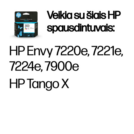 HP Originali trijų spalvų rašalo kasetė 303