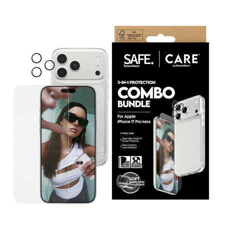 PanzerGlass SAFE. | CARE by ® 3-in-1 madingas komplektas iPhone 17 Pro Max