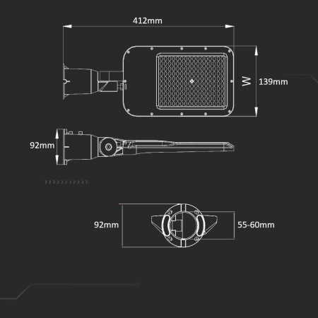 V-TAC LED Gatvės Šviestuvas SAMSUNG Chip 50W 6500K
