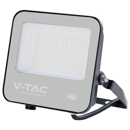 V-TAC 50W LED Prožektorius CREE Chip Juodas Korpusas Pilkas Stiklas 4000K