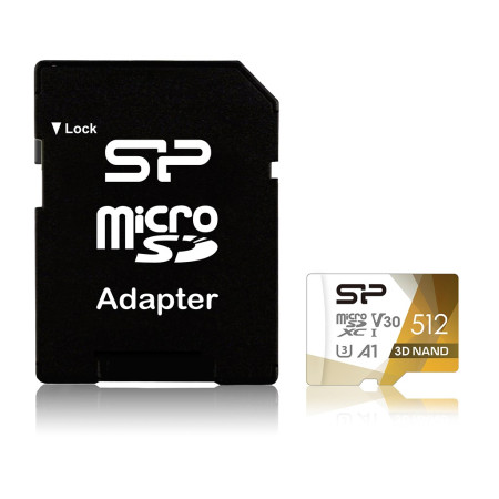 Silicon Power Superior Pro Colorful 512GB MicroSDXC Klasės 10 su SD Adapteriu
