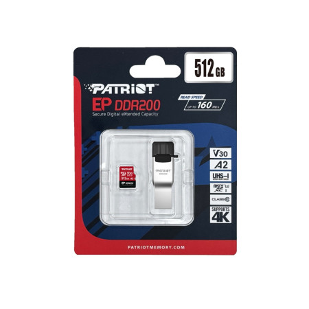 Patriot Memory EP DDR200 512 GB MicroSDXC 160/120 MB/s atmintis