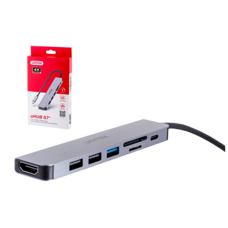 UNITEK HUB USB-C H1118A su USB-A x3, USB-C, HDMI, SD, microSD
