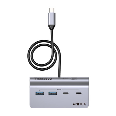 UNITEK Aliuminis USB-C Hub 2x USB-A 2x USB-C 5Gbps