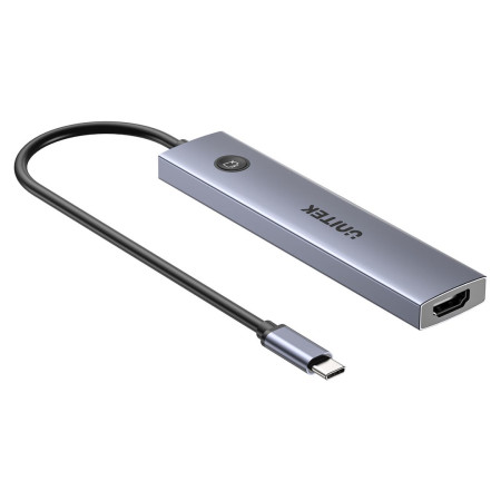 UNITEK USB-C 7-in-1 PD 100W HDMI 2.0 Hub su Įjungimo/Išjungimo Mygtuku